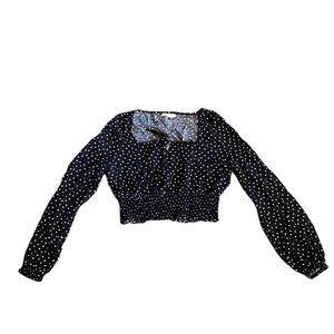 {Aeropostale} Polka Dot Lantern Sleeve Crop Top